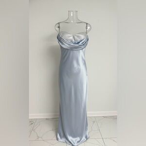 Strapless Blue Evening Dress